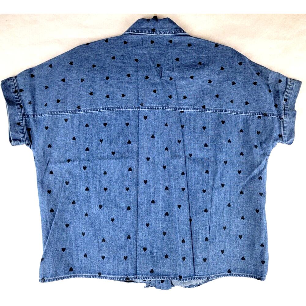 Madewell Denim Heart Tie Front Shirt XS NWT Cute Chambray - Picture 2 of 7